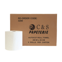 CLEAN & SOFT Autocut Roll Towel 20cm x 200m 44gsm x6 rolls