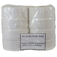 CLEAN & SOFT Jumbo Roll Toilet Paper - 9cmx300m 2-ply 8Rolls/C