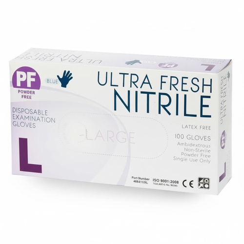 STEELDRILL Ultra Fresh Blue Nitrile Powder-Free Gloves - Large - 100/pk