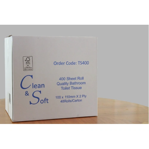 CLEAN & SOFT Quality Toilet Paper 400S/2Ply 48Rolls/Carton